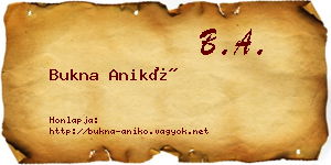 Bukna Anikó névjegykártya